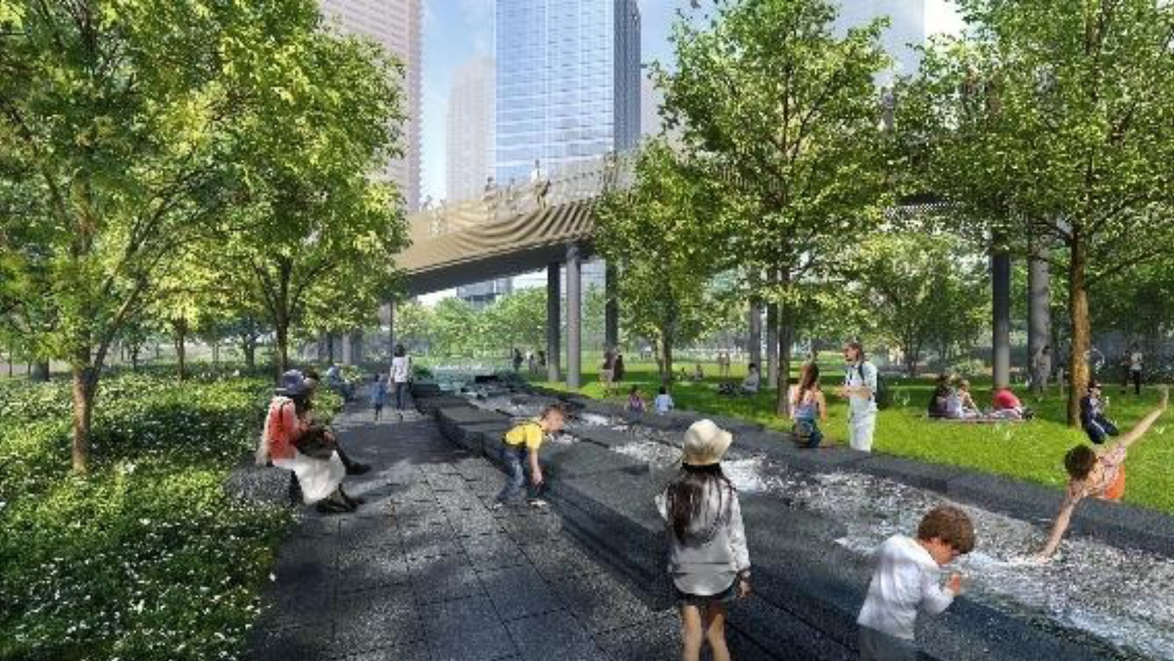 さまざまな水の表情が楽しめる水景施設（ノースパークは2027年完成予定）